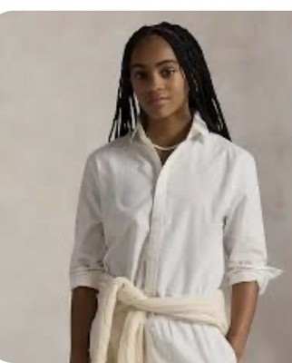 Lauren Ralph Lauren Womens Plus 3X White 100% Linen Button Up Shirt Lagenlook
