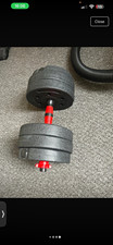 Adjustable 12 kg Dumbbell with Weight Plates, Black/Red, 50cm (1pc)