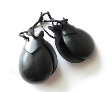 BLACK CASTANETS SPANISH FLAMENCO DANCE PERCUSSION w/ BAG