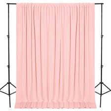 10x8 FT Blush Pink Backdrop Curtains, 2 Panels 5x8ft, Rod Pockets, Wedding