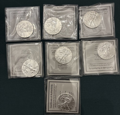 #ad #ad 2020 American Silver Eagle Lot of 7 Brilliant UNC .999 Fine Silver COA $117.77
