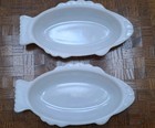 Set Of Two (2) VTG  Glasbake Fish White Made in USA J-2145 Approx 9.25" x 5-5/8" — photo 1
