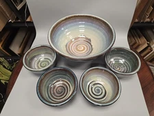 Bill Campbell Pottery Bowl Set / 5 PIECES SALAD BOWL SET 