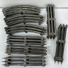 40 Lionel Marx O27 Gauge Trains Track 3-Rail Metal Curve & Straight Lot 9”