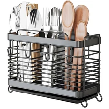Utensil Holder Stainless Steel Utensil Drying Rack with Drain Tray Kitchen Co...