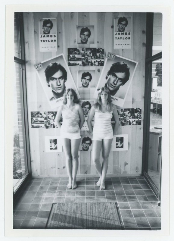 James Taylor Record Store Display Women Shorts Bare Legs Feet VTG Photo 1970s