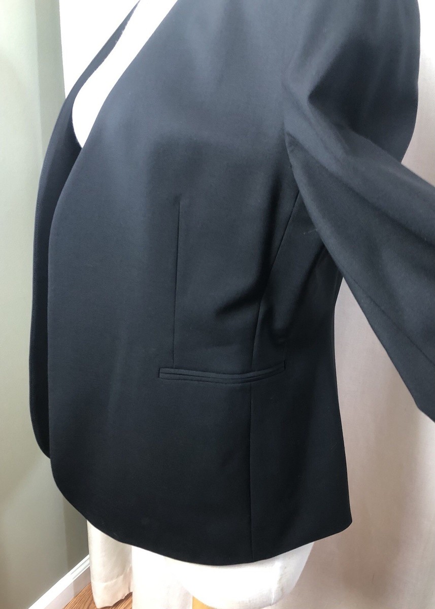 Theory Lindrayia B Admiral Crepe Jacket Blazer Short Black 10 Wool