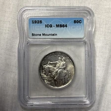 1925 50C ICG-MS64 Stone Mountain Commemorative Silver Half Dollar