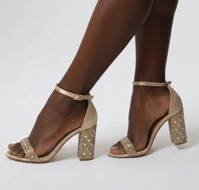 DREAM PAIRS Women High Chunky Heel Sandals Ankle Strap Wedding Party Dress Shoes