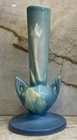 Roseville Thornapple - 813-7 - Art Deco Bud Vase - Blue Pottery - 7 1/2 Inches