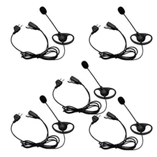 5x D Shape Earpiece Headset with Boom Mic for Alan Midland Dual Pin 2 Way Radio