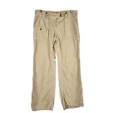 Tommy Hilfiger Wide Leg Pants Womens 8 Khaki Cargo Cotton Ripstop Gorpcore Y2K