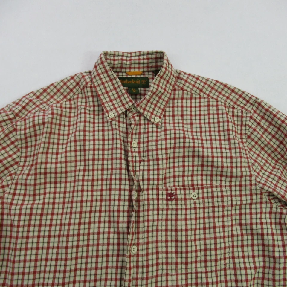 Timberland Shirt Mens Medium Long Sleeve Plaid Button Up Pocket - Image 2 of 4