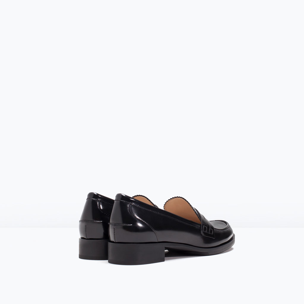 ZARA SS 15 WOMAN MOCCASIN BLACK FLAT MOCCASINS SHOE SHOES