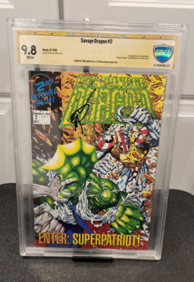 Savage Dragon #2 CBCS SS 9.8 NM/MT Signed by Erik Larsen 1st