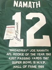 Joe Namath New York Jets Autograph Stat Jersey JSA COA