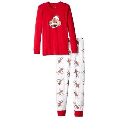 Saras Prints Little Boys Red Monkey Long John Pajamas Red Monkey Size: 5M NEW