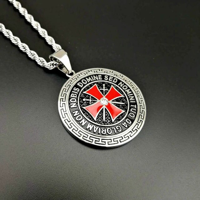 Knights Templar Red Celtic Iron Cross Crusades Masonic Necklace Pendant