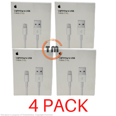 4 PACK Apple 1M (3.3') USB Type-A to Lightning Charging Cable A1480 (MXLY2AM/A) 