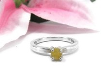 Raw Yellow Diamond Ring - Uncut Diamond Ring - Rough Diamond Solitaire - Size 8