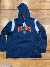 NIKE CHICAGO BEARS ON FIELD FOOTBALL FULL ZIP SWEATSHIRT BLUE THERMA FIT 2XL NWT