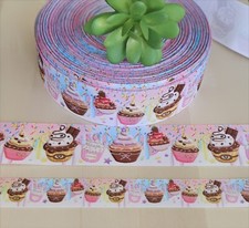 7/8  1.5" 1 YD Cupcake Grosgrain Ribbon Sprinkles Sweat Treats Birthday Party
