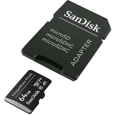 SanDisk 64GB ImageMate Plus microSDXC UHS-1  C10, V10, 4K UHD, A1 mit Adapter