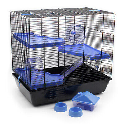 Cage à Rongeur 60x36x54cm Géant Avec Accessoire Bleu Hamster Souris Petit  Animal