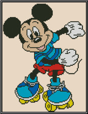 Mickey Mouse Roller-skater Counted Cross Stitch Chart No. 28-108 