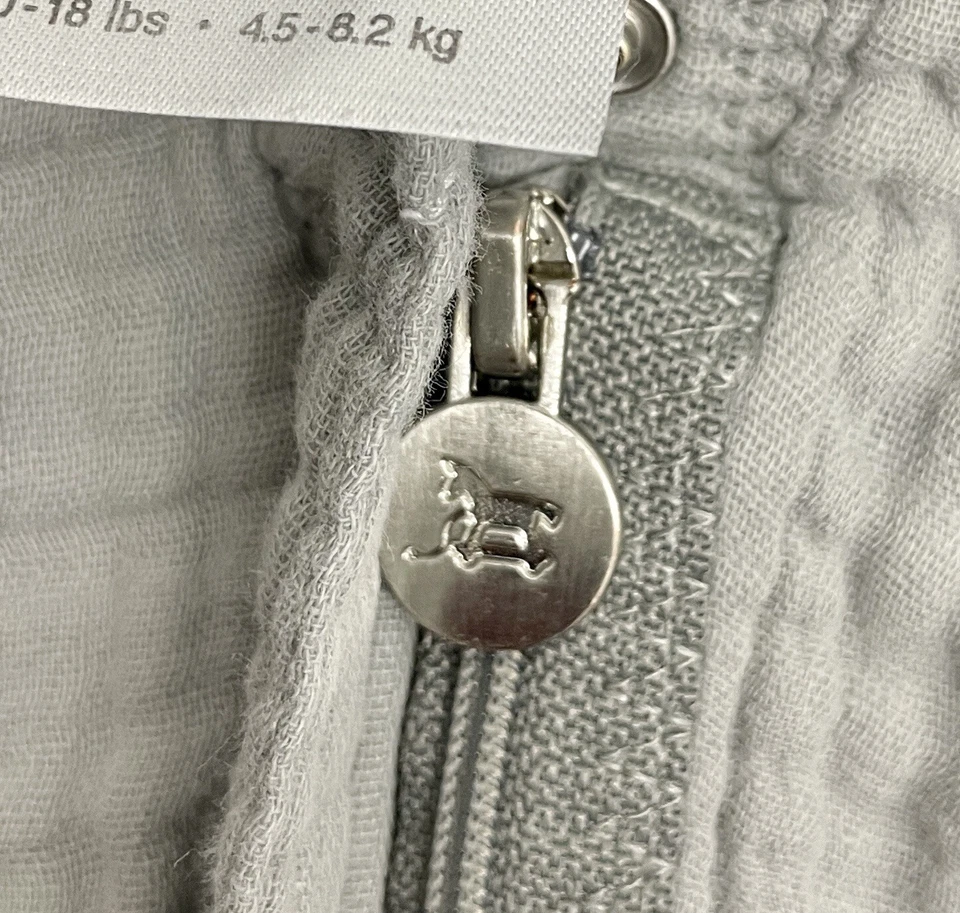 Saco de Dormir Pequeño Unicornio Gris Claro Gris Muselina Acolchado Usable Pequeño 0-6 Meses Foto 4 de 4