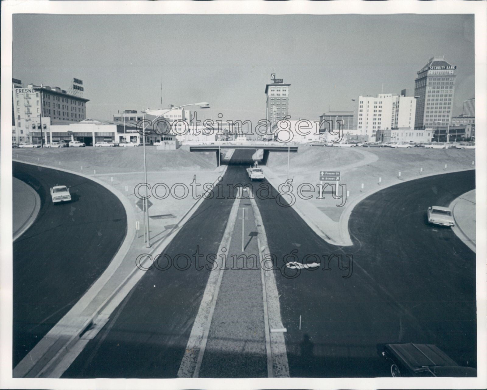 1966 Press Photo Fresno Street Scene 1960s California