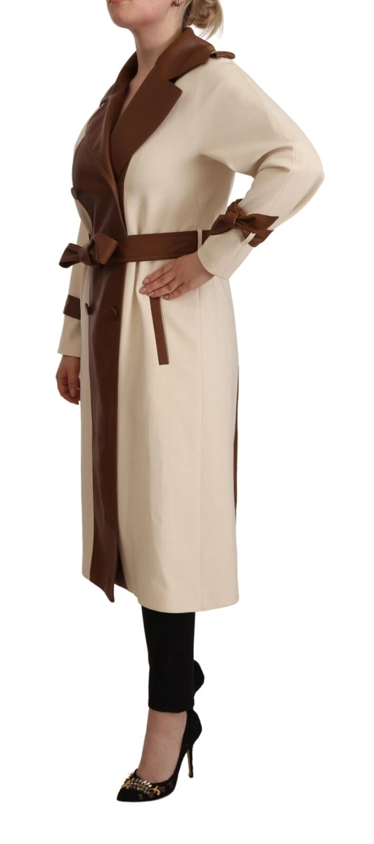 BEATRICE.B Jacket Beige Brown Long Sleeves Belted Trenchcoat IT42 US8 M 1000