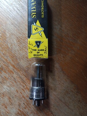 VTG NOS Sylvania JAN CKR 6J5WGT Tube, Metal Base, Black Plate, Audio, Gm Tested