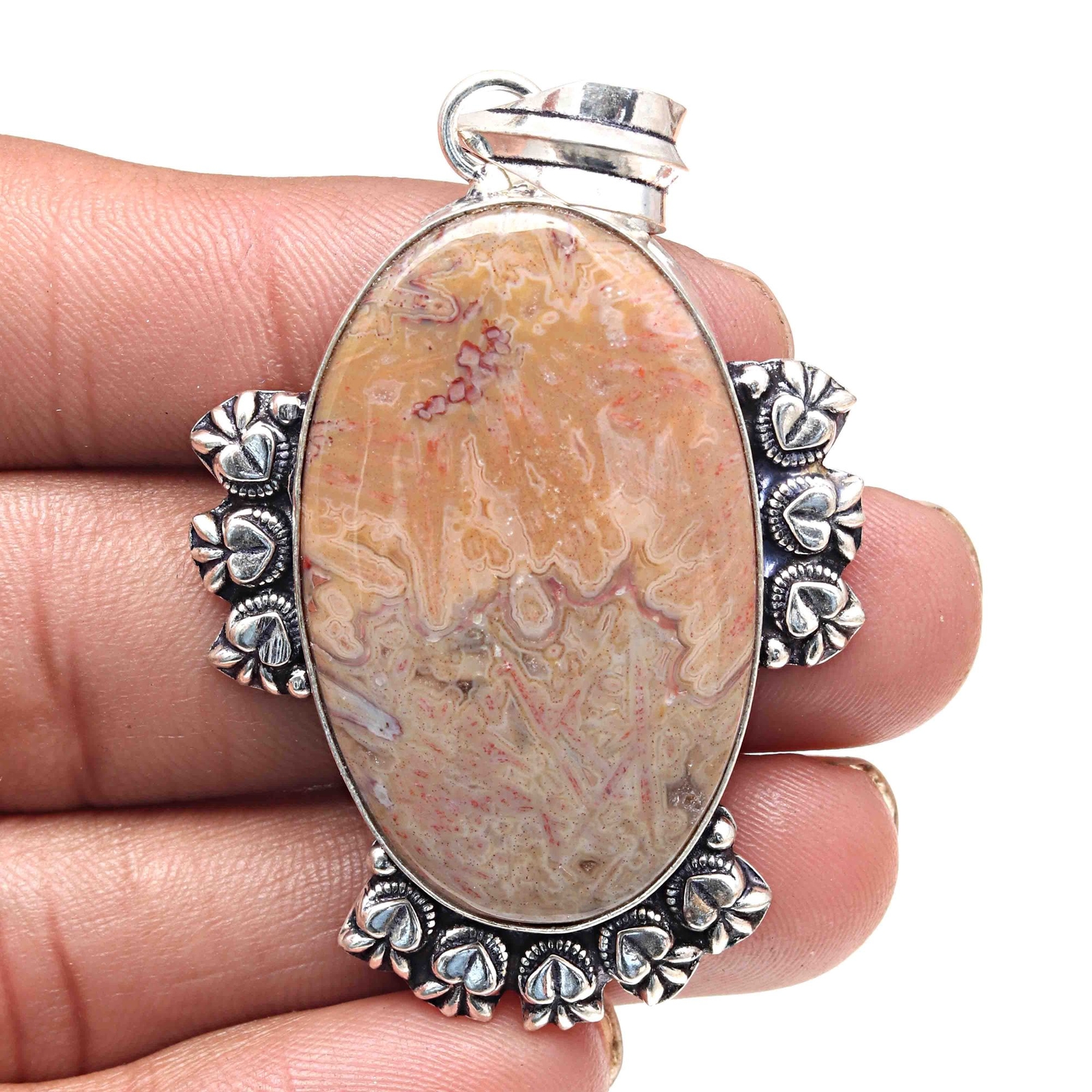 Agate Pendant Stick Silver Jewelry Valentine Gift 2.25 Inch
