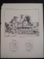 Victorian Design Architecture Shingled Farm House Mansion Plan Historic 1885 225
