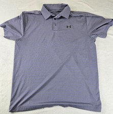 Under Armour Loose Heatgear Striped Short Golf Polo Shirt Mens XL Performance