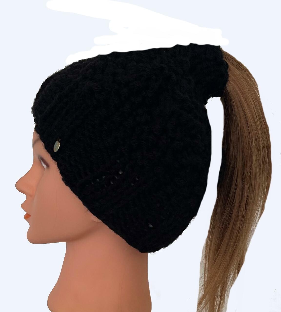 PONY Messy Bun cappello a coda di cavallo con scaldorecchie manica per capelli USA nero