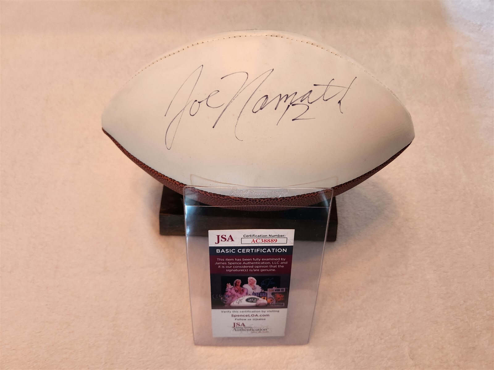 Joe Namath Autographed Signed Full Size Football JSA COA Jets 
