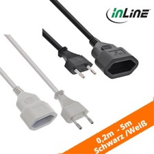 Inline Euro 8 Verlängerung Stecker auf Buchse CEE 7/16 Schwarz Weiß 0,2m - 5m