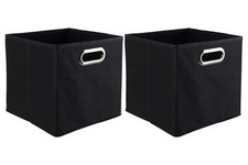 casa NOVA ENNI Aufbewahrungsboxen 2er Set Regalkörbe Boxen Kiste Vlies Schwarz