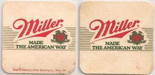 Miller Brewing, Milwaukee - vintage beer mat / coaster "Made the American Way"