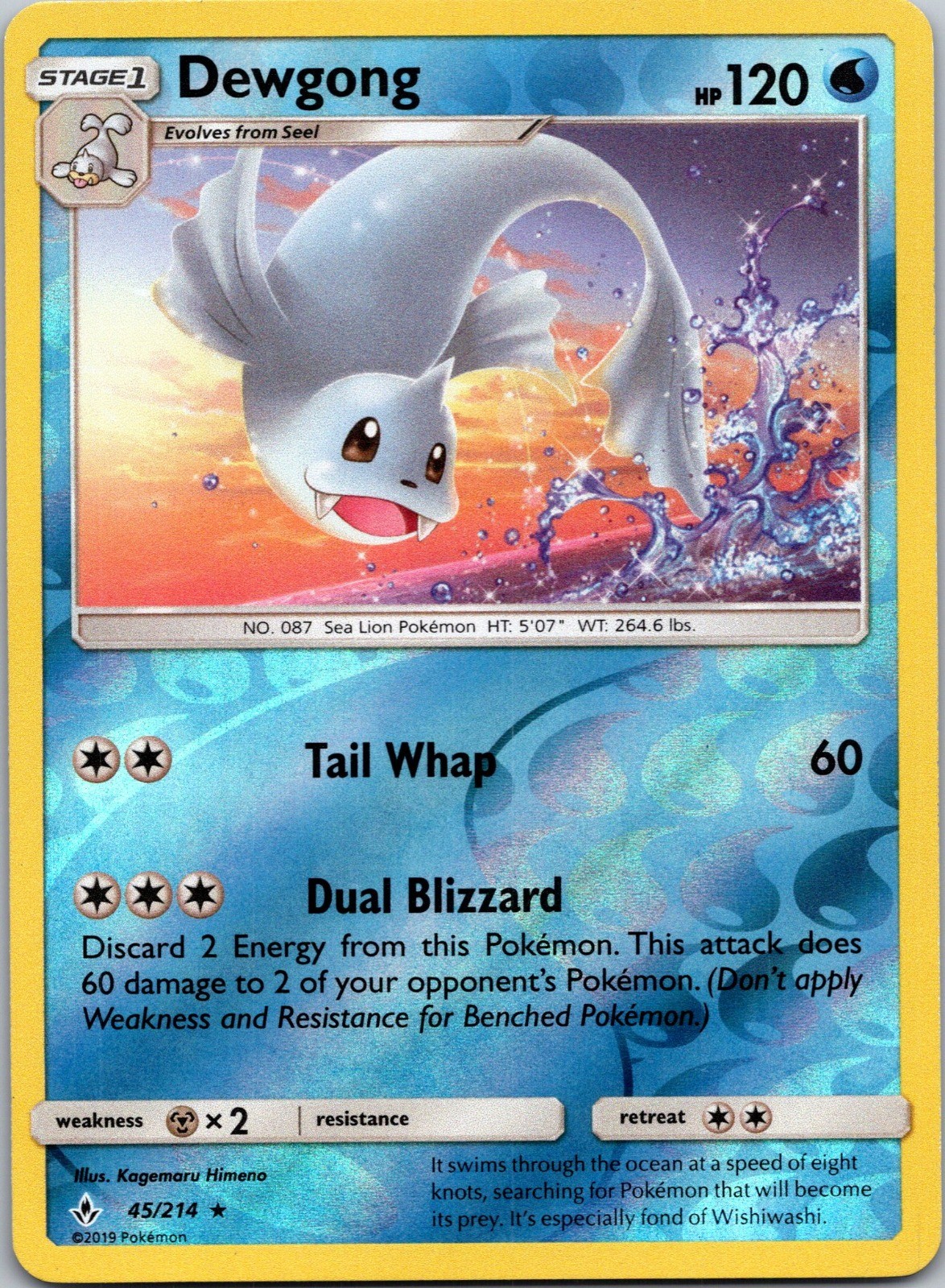 Dewgong Reverse Holo Rare SM - Unbroken Bonds Pokemon 45/214