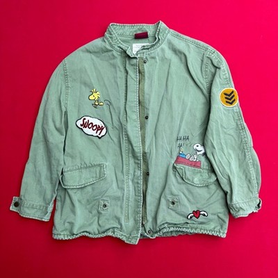 Zara Girls Peanuts Snoopy Olive Green Utility Jacket Size 13/14 164cm