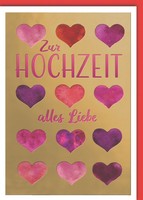 Hochzeitskarte Mit Briefumschlag Gold Mit Herzen Zur Hochzeit Alles Liebe