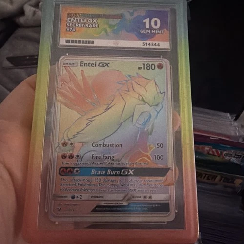 Entei GX (ENG) Rainbow Secret Rare Shining Legends 74/73 ACE 10 - MINT