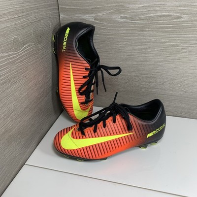 Nike Mercurial Victory Soccer Cleats Kids Size 12C Black Orange Shoe 831945-870