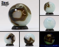 18mm Ravenswood Swirl Marble White Base Brown Ribbons UV NM