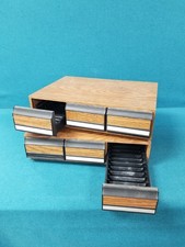2 VTG Faux Wood 3 Drawer Cassette Tape Storage Cabinets - Each Holds 36 