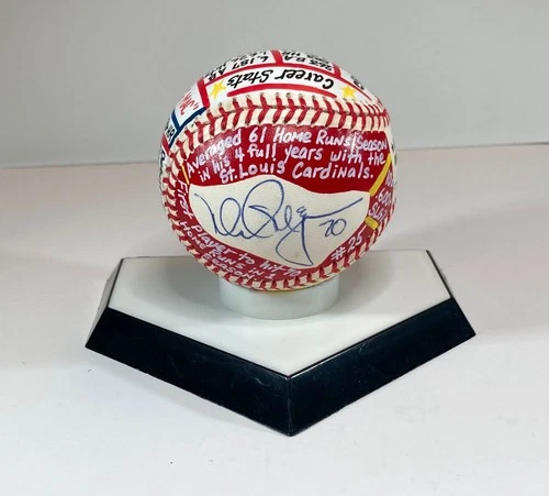 Mark McGwire Signed ONL Baseball, VCBC SuperStats, Hand Painted, JSA