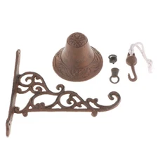 Outdoor Dinner Bells Vintage Cast Iron Bracket Mounts Bell